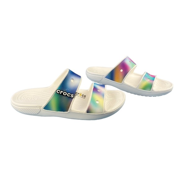Crocs Classic Solarized Sandals Tie Dye Double Straps Slip On Size M10 W12 - Picture 2 of 12